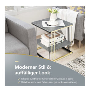 Βοηθητικό Μεταλλικό Τραπεζάκι 2 Επιπέδων 39 x 39 x 45 cm Costway JV10529SL - Image 2