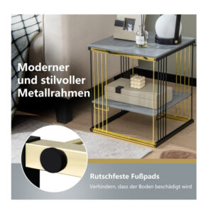 Βοηθητικό Μεταλλικό Τραπεζάκι 2 Επιπέδων 39 x 39 x 45 cm Costway JV10529SL - Image 3