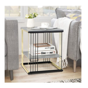 Βοηθητικό Μεταλλικό Τραπεζάκι 2 Επιπέδων 39 x 39 x 45 cm Costway JV10529SL - Image 4