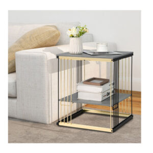 Βοηθητικό Μεταλλικό Τραπεζάκι 2 Επιπέδων 39 x 39 x 45 cm Costway JV10529SL - Image 5