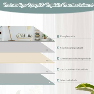 Costway  Μεγάλος Ορθογώνιος Καθρέφτης Τοίχου 110 x 38 cm, Χωρίς Πλαίσιο, με Ασφαλή Σχεδίαση και Διπλή Δυνατότητα Τοποθέτησης JV10614 - Image 4