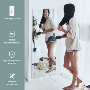 Costway  Μεγάλος Ορθογώνιος Καθρέφτης Τοίχου 110 x 38 cm, Χωρίς Πλαίσιο, με Ασφαλή Σχεδίαση και Διπλή Δυνατότητα Τοποθέτησης JV10614 - Image 5