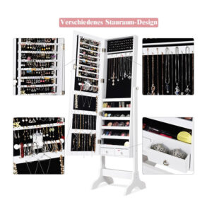 Κοσμηματοθήκη Μπιζουτιέρα με Ολόσωμο Καθρέπτη 46 x 37 x 156 cm Costway JV10770WH - Image 2