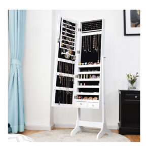 Κοσμηματοθήκη Μπιζουτιέρα με Ολόσωμο Καθρέπτη 46 x 37 x 156 cm Costway JV10770WH - Image 5