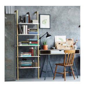 Επιτοίχια Μεταλλική Ραφιέρα Σκάλα με 5 Ξύλινα Ράφια 61 x 30 x 183 cm Costway JV11132GD - Image 5