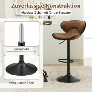 Costway Σετ 2 Μπαρ Σκαμπό με Περιστροφή 360° και Ρυθμιζόμενο Ύψος JV11507DK-2 - Image 4