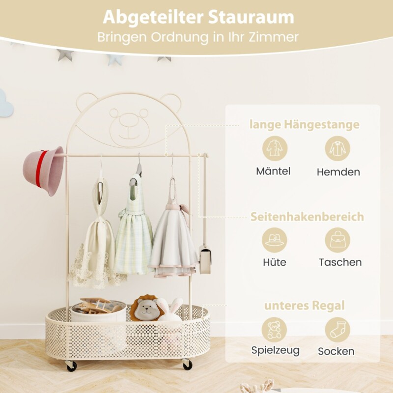 Costway Παιδική Κρεμάστρα Ρούχων με Ρυθμιζόμενο Ύψος και Σχέδιο Αρκουδάκι JV11724WH Costway Παιδική Κρεμάστρα Ρούχων με Ρυθμιζόμενο Ύψος και Σχέδιο Αρκουδάκι JV11724WH