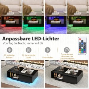 Costway  Τραπέζι σαλονιού με 20 χρώματα LED φώτα & τηλεχειριστήριο