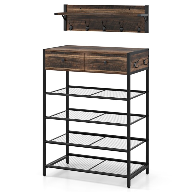 Costway Σετ Κρεμάστρας και Παπουτσοθήκης με Ράφι Τοίχου Costway Σετ Κρεμάστρας και Παπουτσοθήκης με Ράφι Τοίχου