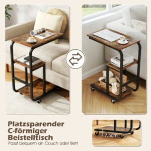 Costway  Γωνιακό βοηθητικό τραπέζι με ανοιχτά ράφια & τροχούς με φρένα, εξοικονόμηση χώρου, 50 εκ.x 30 εκ.x 60 εκ. JV12140CF - Image 4