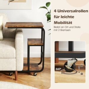 Costway  Γωνιακό βοηθητικό τραπέζι με ανοιχτά ράφια & τροχούς με φρένα, εξοικονόμηση χώρου, 50 εκ.x 30 εκ.x 60 εκ. JV12140CF - Image 5