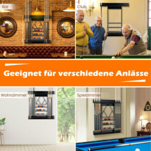 Ράφι Μπιλιάρδου Τοίχου Ξύλινο για 8 Στέκες & 15 Μπάλες 79 x 8 x 91cm JV12230BK Costway - Image 5