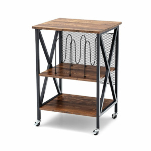 Costway Τροχήλατη Καφέ Ραφιέρα 3 Επιπέδων 52x45x75 cmJV12662DE-CF