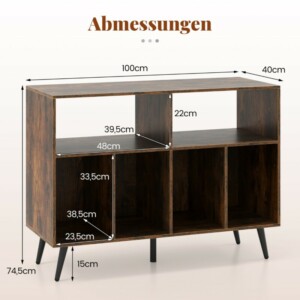 Costway Πολυτελές Σταντ για Πικάπ με Τριπλό Ράφι και Αποθηκευτικούς Χώρους Βινυλίων σε Κομψό Καφέ Φινίρισμα JV12889CF - Image 2