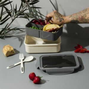 Φαγητοδοχείο Πλαστικό με Μαχαιροπίρουνα 250ml 20,5 x 6,5 x 12 cm - Γκρι KA0546 Cook Concept - Image 4