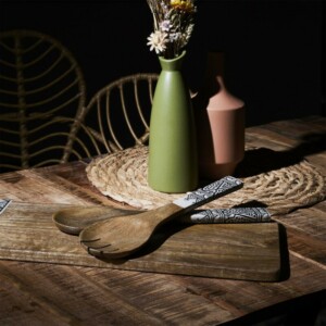 Σετ Σερβιρίσματος Σαλάτας από Ξύλο Μάνγκο Dune - Μαύρο KA0573 Home Deco Factory - Image 2