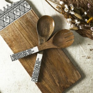 Σετ Σερβιρίσματος Σαλάτας από Ξύλο Μάνγκο Dune - Μαύρο KA0573 Home Deco Factory - Image 3