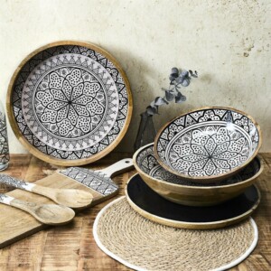 Σετ Σερβιρίσματος Σαλάτας από Ξύλο Μάνγκο Dune - Μαύρο KA0573 Home Deco Factory - Image 4