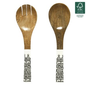 Σετ Σερβιρίσματος Σαλάτας από Ξύλο Μάνγκο Dune - Μαύρο KA0573 Home Deco Factory - Image 5