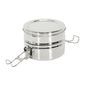 Μεταλλικό Φαγητοδοχείο - Lunch Box 2 Επιπέδων από Ανοξείδωτο Ατσάλι 14 x 13 x 10 cm Cook Concept KA4803 - Image 2