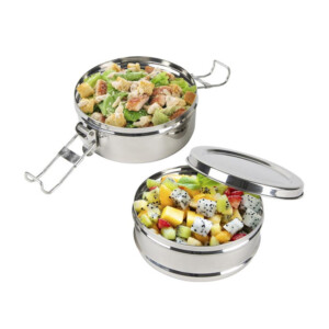 Μεταλλικό Φαγητοδοχείο - Lunch Box 2 Επιπέδων από Ανοξείδωτο Ατσάλι 14 x 13 x 10 cm Cook Concept KA4803 - Image 5