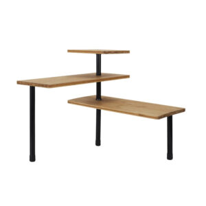 Ξύλινο Αρθρωτό Γωνιακό Ράφι Οργάνωσης Κουζίνας 3 Επιπέδων με 4 Γάντζους 43 x 43 x 38 cm Cook Concept KB5843 - Image 2