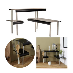 Μεταλλικό Γωνιακό Ράφι Οργάνωσης Κουζίνας 3 Επιπέδων 50 x 50 x 31 cm Home Deco Factory KB6197 - Image 5