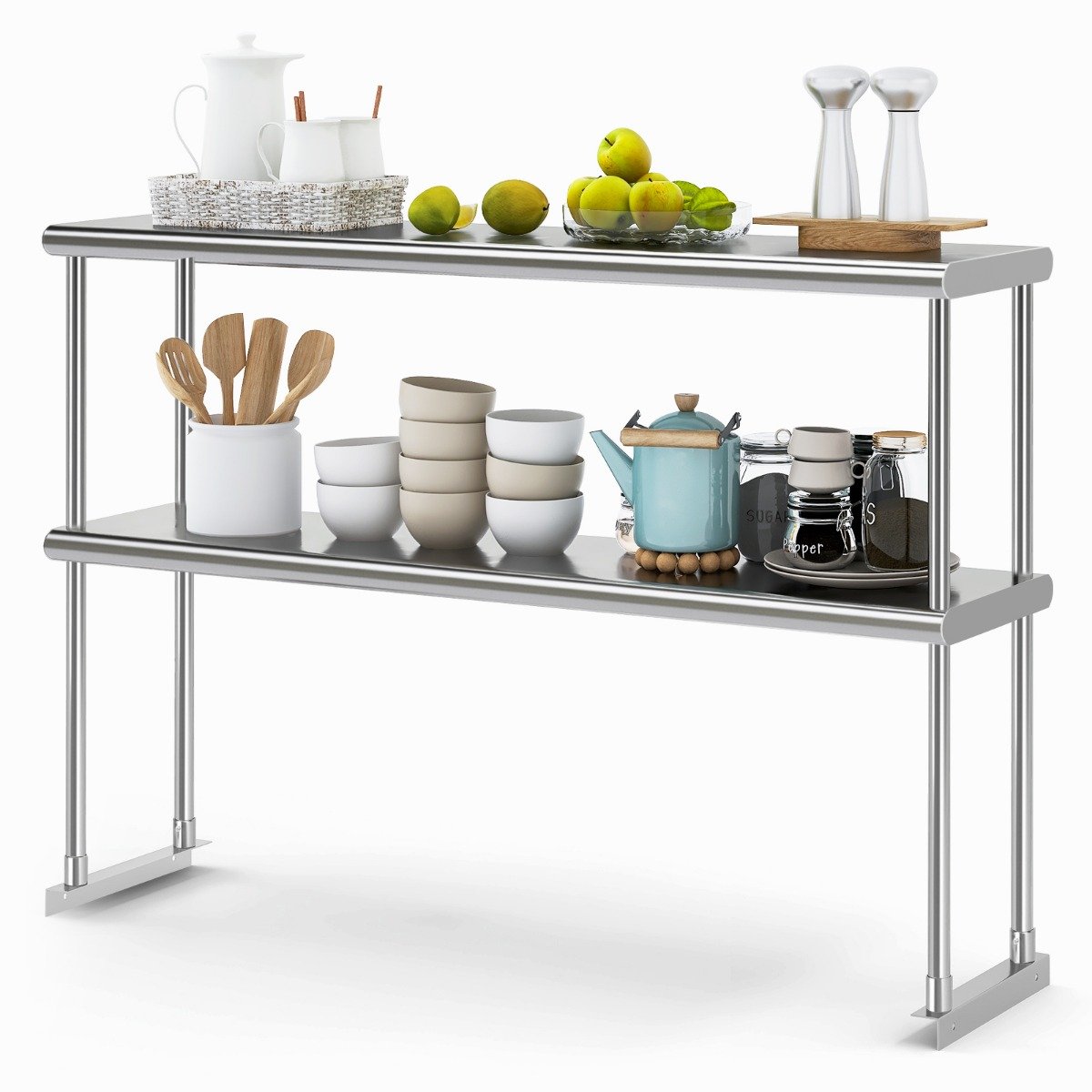 Costway Ανοξείδωτη Διπλή Ραφιέρα Υπερυψωμένης Αντοχής και Ευελιξίας KC56581 Costway Ανοξείδωτη Διπλή Ραφιέρα Υπερυψωμένης Αντοχής και Ευελιξίας KC56581