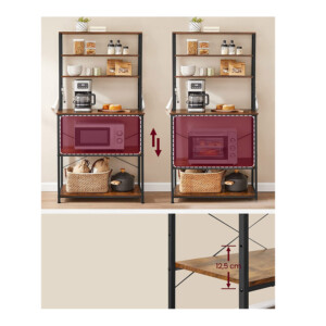 Μεταλλική Ραφιέρα Κουζίνας με 6 Ξύλινα Ράφια 40 x 80 x 167 cm VASAGLE KKS019B01 - Image 3