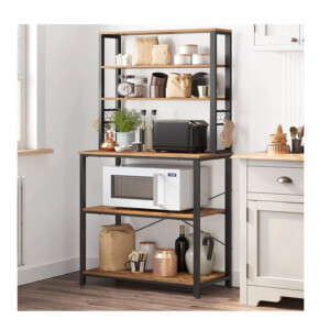Μεταλλική Ραφιέρα Κουζίνας με 6 Ξύλινα Ράφια 40 x 80 x 167 cm VASAGLE KKS019B01 - Image 4