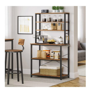 Μεταλλική Ραφιέρα Κουζίνας με 6 Ξύλινα Ράφια 40 x 80 x 167 cm VASAGLE KKS019B01 - Image 5