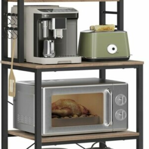 Ραφιέρα Κουζίνας με 6 Ράφια και 6 Γάντζους 40 x 60 x 167cm– Greige / Μαύρο KKS024B02 VASAGLE