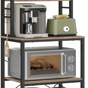 Ραφιέρα Κουζίνας με 6 Ράφια και 6 Γάντζους 40 x 60 x 167cm– Greige / Μαύρο KKS024B02 VASAGLE