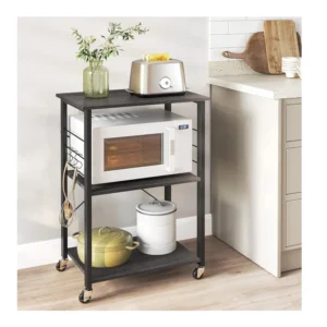 Μεταλλικό Τρόλεϊ Κουζίνας με 3 Ράφια 60 x 40 x 89 cm Χρώματος Μαύρο VASAGLE KKS060B42 - Image 4