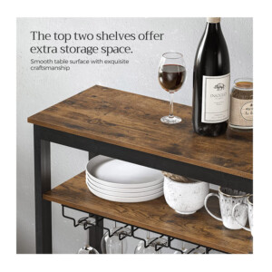 Ξύλινη Κάβα Κρασιών 24 Θέσεων με 2 Ράφια και 5 Ποτηροθήκες 66 x 30 x 100 cm Songmics KWR028B01 - Image 2