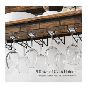 Ξύλινη Κάβα Κρασιών 24 Θέσεων με 2 Ράφια και 5 Ποτηροθήκες 66 x 30 x 100 cm Songmics KWR028B01 - Image 3