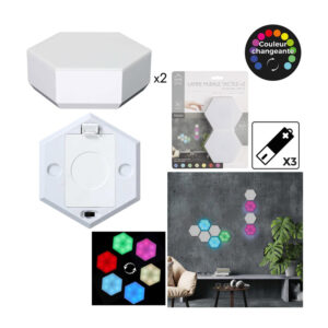 Σετ Διακοσμητικά Εξαγωνικά Επιτοίχια Φωτιστικά Αφής LED RGB 2 τμχ Home Deco Factory LA0002 - Image 5