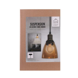 Κρεμαστό Μεταλλικό Μονόφωτο Φωτιστικό Οροφής με Γυάλινο Αμπαζούρ Καμπάνα Χρώματος Καφέ Ανοιχτό E27 40 W Home Deco Factory LA12004 - Image 4