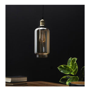 Κρεμαστό Μεταλλικό Μονόφωτο Φωτιστικό Οροφής με Γυάλινο Αμπαζούρ Μπουκάλι Χρώματος Καφέ Ανοιχτό E27 40 W Home Deco Factory LA12006 - Image 3