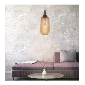 Κρεμαστό Μεταλλικό Μονόφωτο Φωτιστικό Οροφής με Γυάλινο Αμπαζούρ Μπουκάλι Χρώματος Καφέ Ανοιχτό E27 40 W Home Deco Factory LA12006 - Image 5