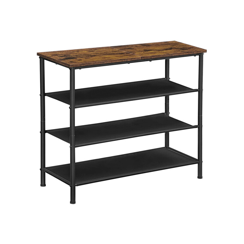 VASAGLE Βιομηχανική Ραφιέρα Παπουτσιών 4 Επιπέδων – Καφέ/Μαύρη VASAGLE Βιομηχανική Ραφιέρα Παπουτσιών 4 Επιπέδων – Καφέ/Μαύρη