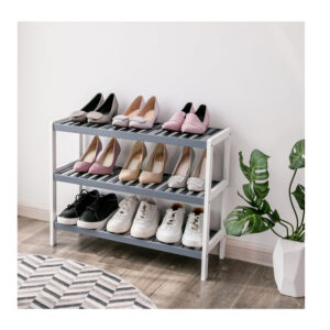 Ξύλινο Stand Αποθήκευσης Παπουτσιών με 3 Ράφια 70 x 26 x 55 cm Χρώματος Γκρι Songmics LBS03WG - Image 2