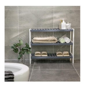 Ξύλινο Stand Αποθήκευσης Παπουτσιών με 3 Ράφια 70 x 26 x 55 cm Χρώματος Γκρι Songmics LBS03WG - Image 3