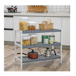 Ξύλινο Stand Αποθήκευσης Παπουτσιών με 3 Ράφια 70 x 26 x 55 cm Χρώματος Γκρι Songmics LBS03WG - Image 4