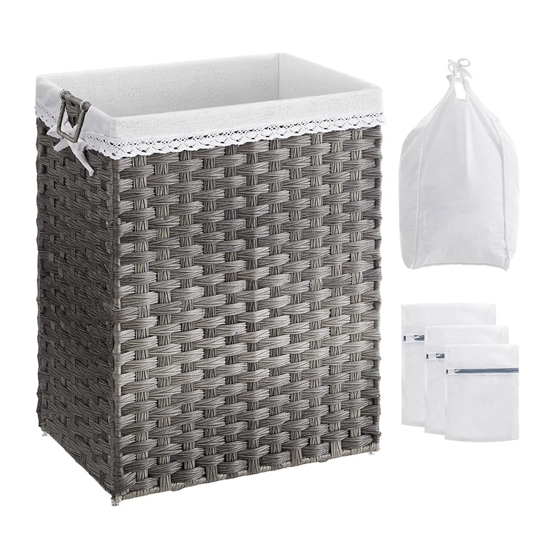 Πτυσσόμενο Καλάθι Απλύτων από Ρατάν 90 Lt 46 x 33 x 60 cm Χρώματος Γκρι Songmics LCB390G01 Πτυσσόμενο Καλάθι Απλύτων από Ρατάν 90 Lt 46 x 33 x 60 cm Χρώματος Γκρι Songmics LCB390G01