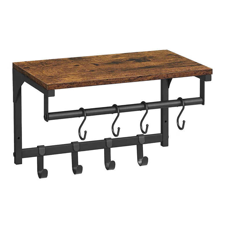 Επιτοίχια Μεταλλική Κρεμάστρα με 8 Γάντζους και 1 Ράφι 40 x 24 x 24 cm VASAGLE LCR103B01 Επιτοίχια Μεταλλική Κρεμάστρα με 8 Γάντζους και 1 Ράφι 40 x 24 x 24 cm VASAGLE LCR103B01