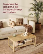 Τραπεζάκι Καφέ 2 Επιπέδων με Αποθήκευση, Boho Στυλ, Δρύινο Μπεζ 55 x 100 x 45 cm LCT240Y57 VASAGLE - Image 4