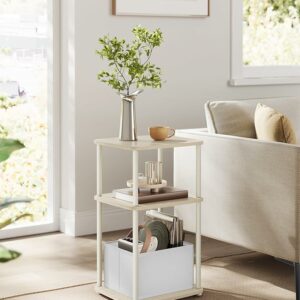 SONGMICS Μοντέρνο Πλαϊνό Τραπέζι 34x30x58cm με 3 Ράφια και Υφασμάτινο Καλάθι σε Μπεζ Χρώμα LET286N01 - Image 2