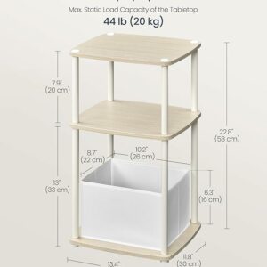 SONGMICS Μοντέρνο Πλαϊνό Τραπέζι 34x30x58cm με 3 Ράφια και Υφασμάτινο Καλάθι σε Μπεζ Χρώμα LET286N01 - Image 3