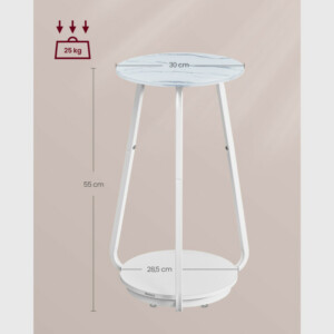 Βοηθητικό Τραπεζάκι Φ30x55cm Λευκό Μάρμαρο LET287W59 VASAGLE - Image 4
